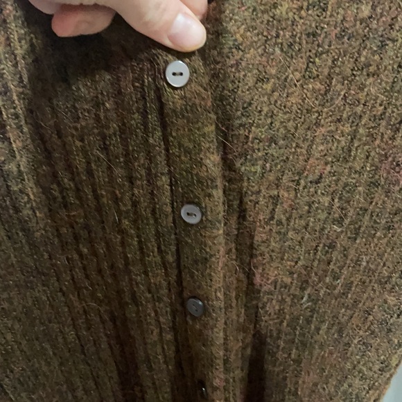 Brown Button down belted sweater dress with bottom slits size small midi dress - Picture 3 of 6